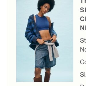 NWT Anthropologie Blue Ribbed Crop Top